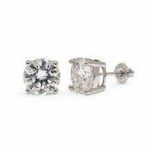 Load image into Gallery viewer, Sterling Silver Rhodium Plated Round Moissanite Screw Back Earrings