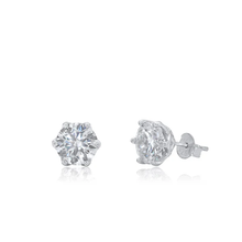 Load image into Gallery viewer, Sterling Silver Rhodium Plated Round Moissanite Stud Earring