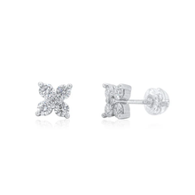 Load image into Gallery viewer, Sterling Silver Rhodium Plated Flower Moissanite Studded Stud Earring