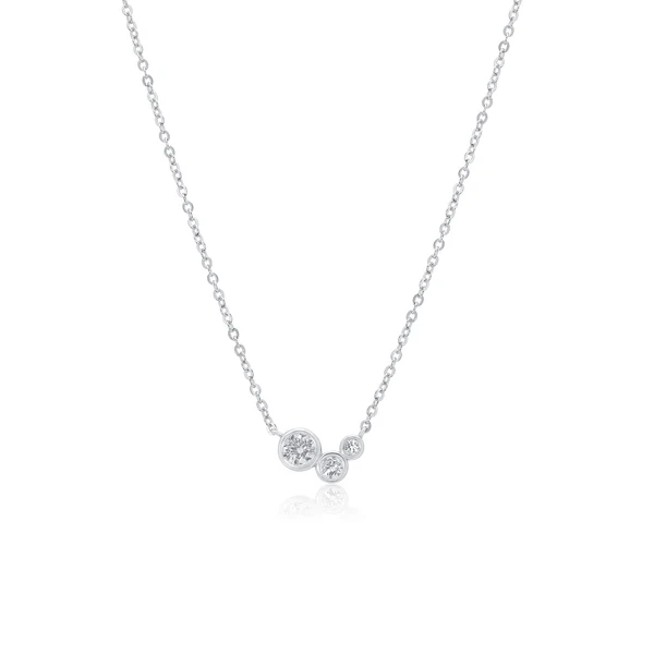Sterling Silver Rhodium Plated Round Cluster Moissanite Adjustable Pendant Necklace