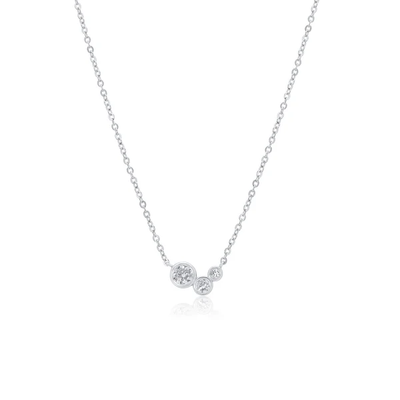 Sterling Silver Rhodium Plated Round Cluster Moissanite Adjustable Pendant Necklace
