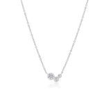 Sterling Silver Rhodium Plated Round Cluster Moissanite Adjustable Pendant Necklace