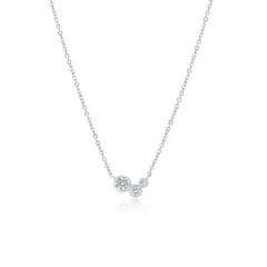 Sterling Silver Rhodium Plated Round Cluster Moissanite Adjustable Pendant Necklace
