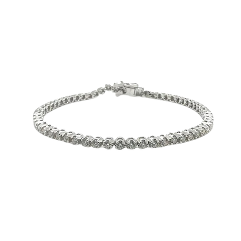 Sterling Silver Rhodium Plated Round Moissanite Tennis Bracelet