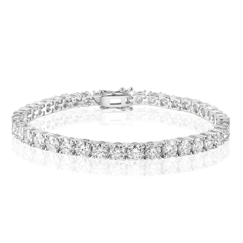 Sterling Silver Rhodium Plated 4MM Moissanite Stone Tennis Bracelet