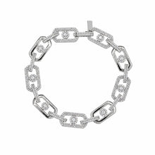 Load image into Gallery viewer, Sterling Silver Rhodium Plated Moissanite Geometric Alternating Link Pave Necklace