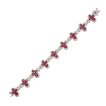 Load image into Gallery viewer, Sterling Silver Rhodium Plated Red Moissanite Infinity Cross Bracelet