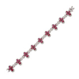 Sterling Silver Rhodium Plated Red Moissanite Infinity Cross Bracelet