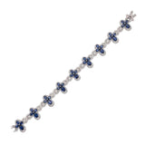 Sterling Silver Rhodium Plated Sapphire Moissanite Infinity Cross Bracelet