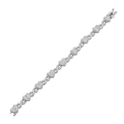 Sterling Silver Rhodium Plated Moissanite Heart Infinity Bracelet