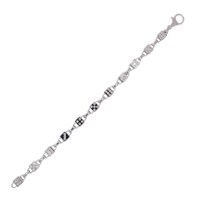 Sterling Silver Rhodium Plated Moissanite Disc Charm Bracelet
