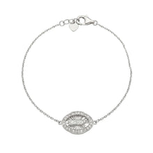 Load image into Gallery viewer, Sterling Silver Rhodium Plated Moissanite Guadalupe Oval Charm Bracelet