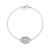 Sterling Silver Rhodium Plated Moissanite Guadalupe Oval Charm Bracelet