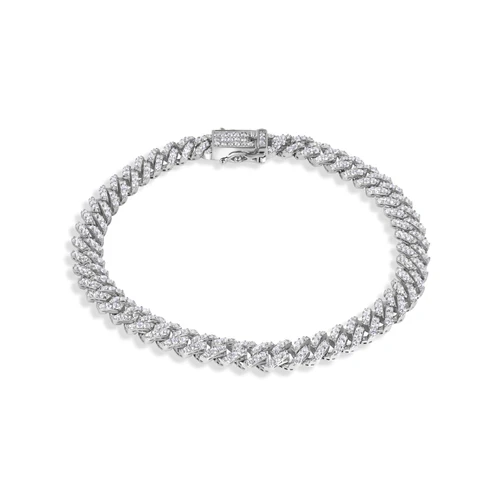 Sterling Silver Rhoidum Plated Monaco Moissanite Stone Bracelet