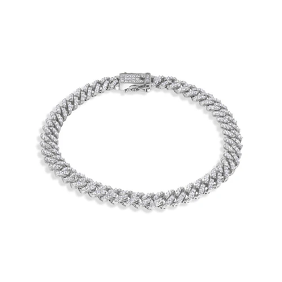 Sterling Silver Rhoidum Plated Monaco Moissanite Stone Bracelet