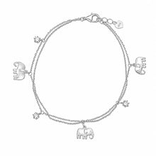 Load image into Gallery viewer, Sterling Silver Rhodium Plated Moissanite Elephant Charm Bracelet