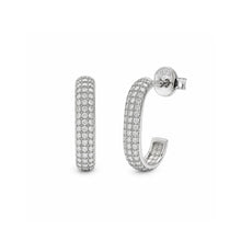 Load image into Gallery viewer, Sterling Silver Rhodium Plated Moissanite Multi Row Pave Earring
