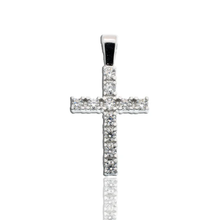 Load image into Gallery viewer, Sterling Silver Rhodium Plated Moissanite Cross Pendant