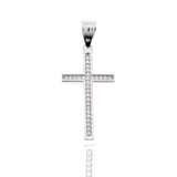 Sterling Silver Rhodium Plated Cross Moissanite Pendant