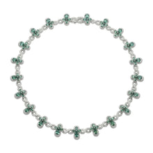 Load image into Gallery viewer, Sterling Silver Rhodium Plated Green Moissanite Infinity Cross Necklace