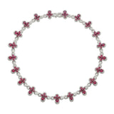 Sterling Silver Rhodium Plated Red Moissanite Infinity Cross Necklace