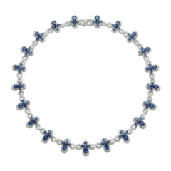 Sterling Silver Rhodium Plated Sapphire Moissanite Infinity Cross Necklace