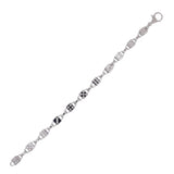 Sterling Silver Rhodium Plated Moissanite 7mm Disc Charm Bracelet
