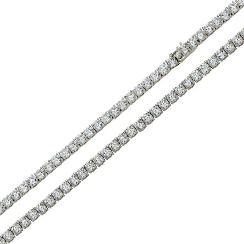 Sterling Silver Rhodium Plated Moissanite Tennis Necklace Or Bracelet