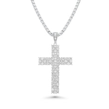 Load image into Gallery viewer, Sterling Silver Rhodium Plated Moissanite Iced Out Cross Pendant