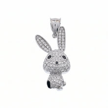 Load image into Gallery viewer, Sterling Silver Rhodium Plated Moissanite Large Whimsical Rabbit Pendant