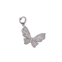 Load image into Gallery viewer, Sterling Silver Rhodium Plated Moissanite Brushed Textured Butterfly Pendant