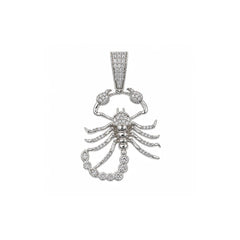 Sterling Silver Rhodium Plated Moissanite Iced Scorpion Pendant