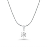 Sterling Silver Rhodium Plated Moissanite Four Prong Pendant