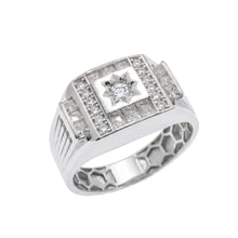 Load image into Gallery viewer, Sterling Silver Rhodium Plated Moissanite Men's Statement Radiant Signet Ring