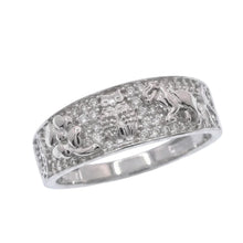 Load image into Gallery viewer, Sterling Silver Rhodium Plated Moissanite Good Luck Charm Pave Crystal Elephant Horseshoe And Owl Band Ring