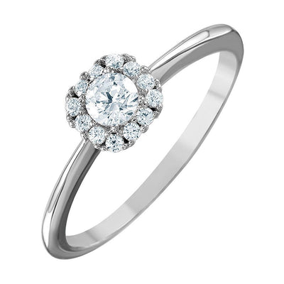 Sterling Silver Rhodium Plated Moissanite Cluster Ring