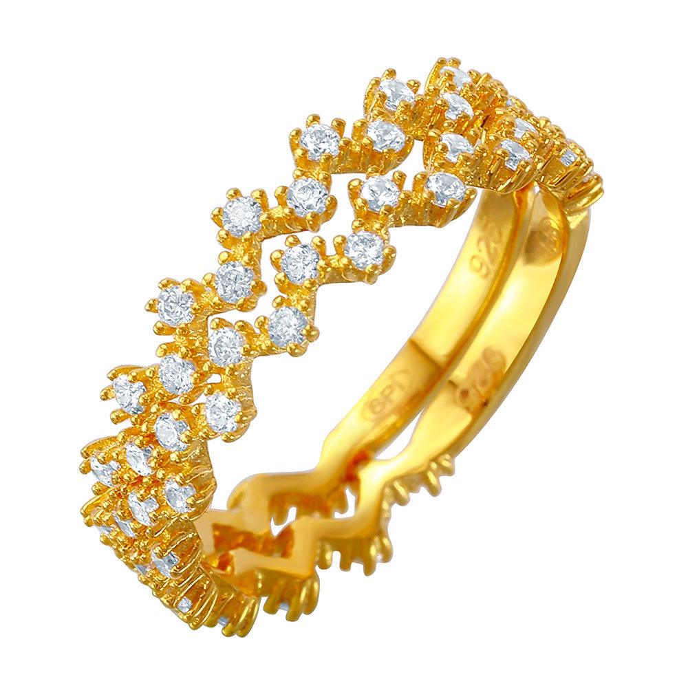 Sterling Silver Gold Plated Moissanite Double Stackable Ring