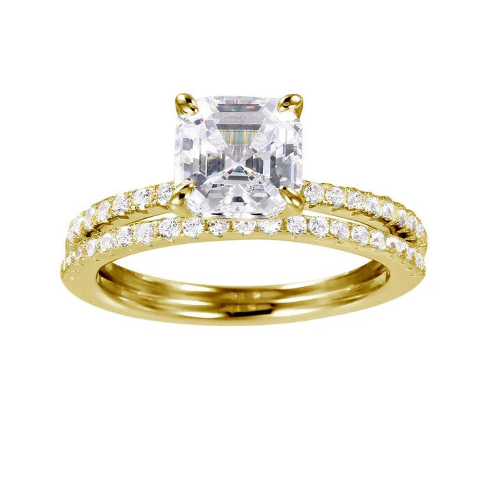 Sterling Silver Gold Plated Moissanite Stackable Bridal Ring