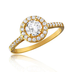 Sterling Silver Gold Plated Moissanite Thin Micro Pave Ring