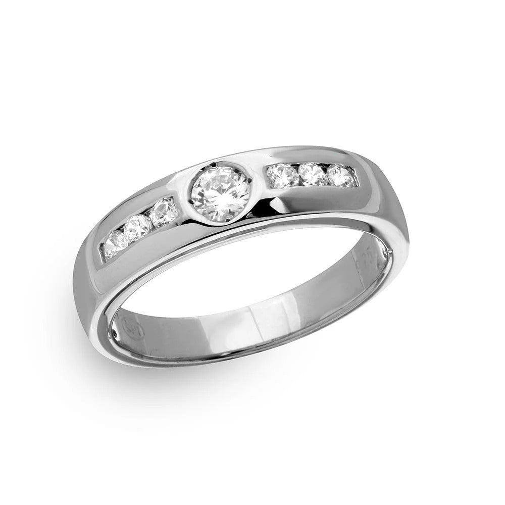 Sterling Silver Rhodium Plated Moissanite Eternity Ring