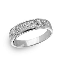 Load image into Gallery viewer, Sterling Silver Rhodium Plated Men's Moissanite Pave Ring