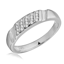 Load image into Gallery viewer, Sterling Silver Rhodium Plated Men's Moissanite Sideways Stone Design Wedding Ring