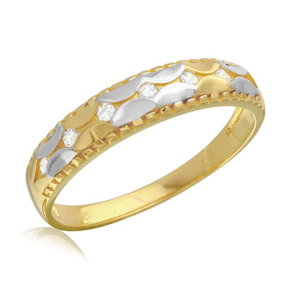 Sterling Silver two-tone Plated Men's Moissanite Hammered Wedding Ring