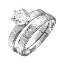 Load image into Gallery viewer, Sterling Silver Rhodium Plated Moissanite Line Shank Design Bridal Trios Ring