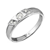 Sterling Silver Rhodium Plated Slash Moissanite Trios Bridal CZ Ring