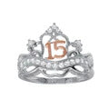 Sterling Silver Two Toned Plated Moissanite Quinceanera Crown Ring