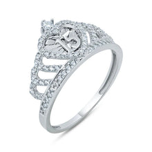 Load image into Gallery viewer, Sterling Silver Rhodium Plated Moissanite Quinceanera Heart Crown Ring