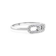 Load image into Gallery viewer, Sterling Silver Rhodium Plated Moissanite Oval Fidgeting Ring