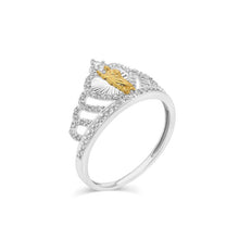 Load image into Gallery viewer, Sterling Silver Two Tone Plated Saint Jude Crown Heart In Moissanite Stone Ring