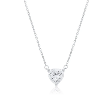 Load image into Gallery viewer, Sterling Silver Rhodium Plated 5mm Moissanite Heart Pendant Adjustable Necklace
